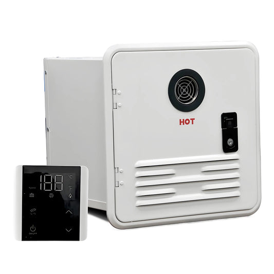 61000 BTU RV Tankless Propane Water Heater, Camping Instant Electric Water Heater with White Door and Multi-Function Controller