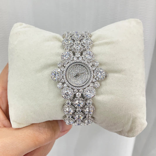 021339 Luxury Women's Watches Length 19CM Cubic Zircon Elements Crystal Bracelet Watch for Wedding Party Fashion Jewelry Watches
