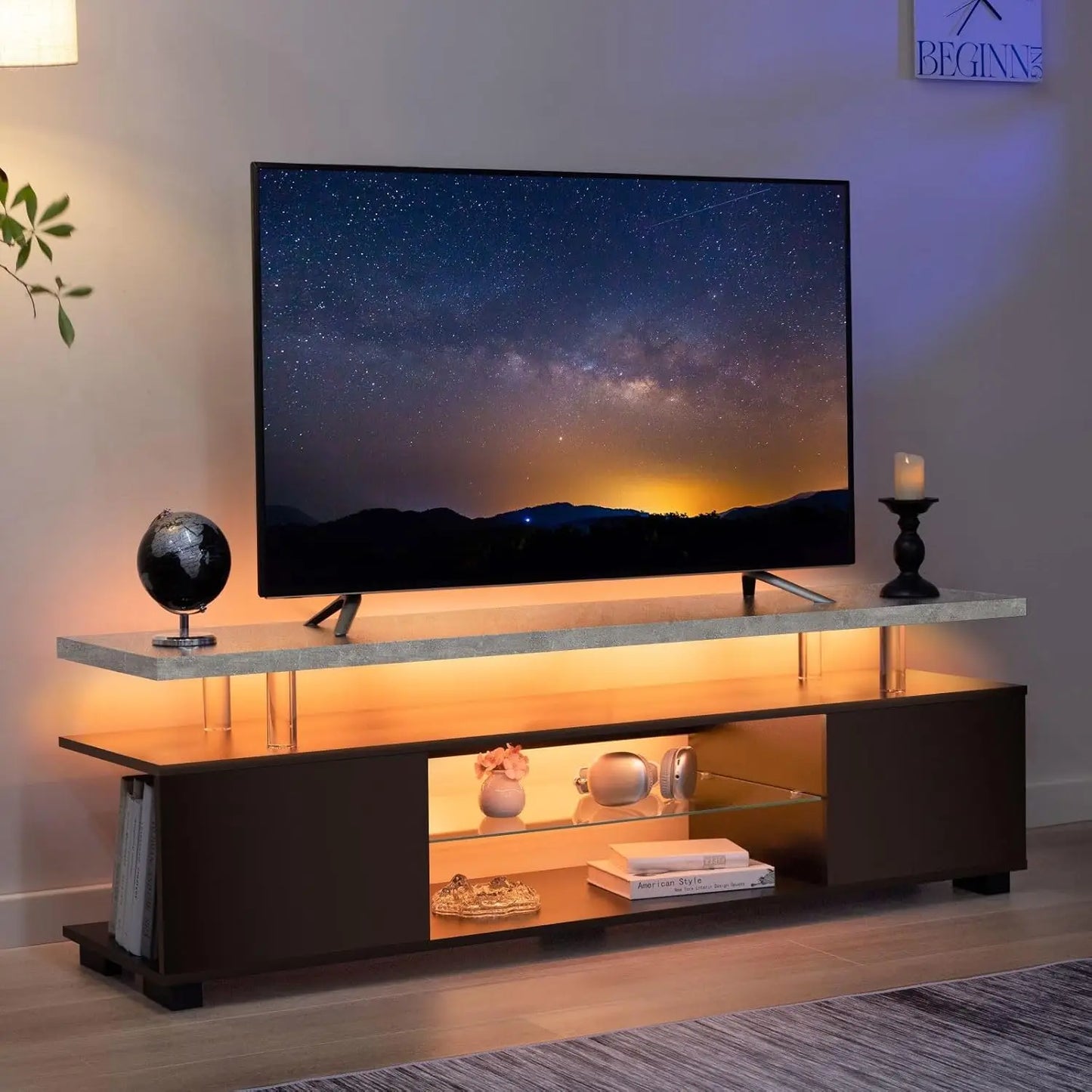 White TV Stands for Living Room LED TV Stand Modern TV Stand with Storage for 65/70/75 inche TVs Entertainment Center