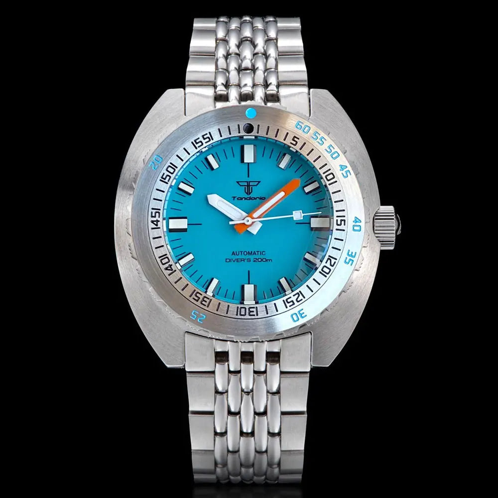 Tandorio V2 Buckle Bracelet Steel Bezel 42mm Sapphire Glass 20ATM Water Resistant NH35 Automatic Mens Dive Watch Reloj Hombre