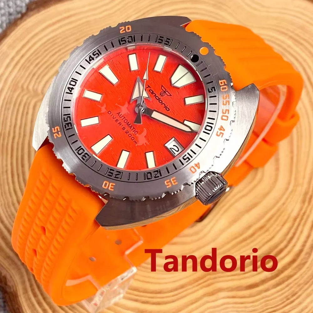 Tandorio V2 Buckle Bracelet Steel Bezel 42mm Sapphire Glass 20ATM Water Resistant NH35 Automatic Mens Dive Watch Reloj Hombre
