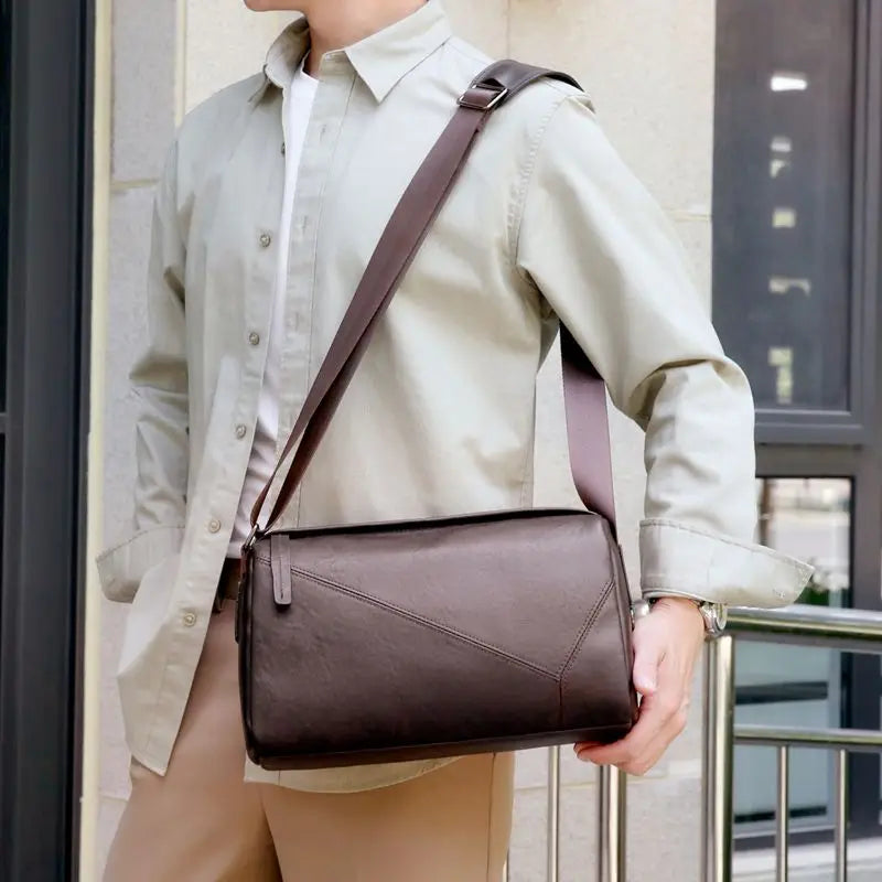 New Fashion Luxury Men's Handbags Cow Genuine Leather Male Shoulder Bag Men Real Natural Leather Crossbody Bag Messenger Bags