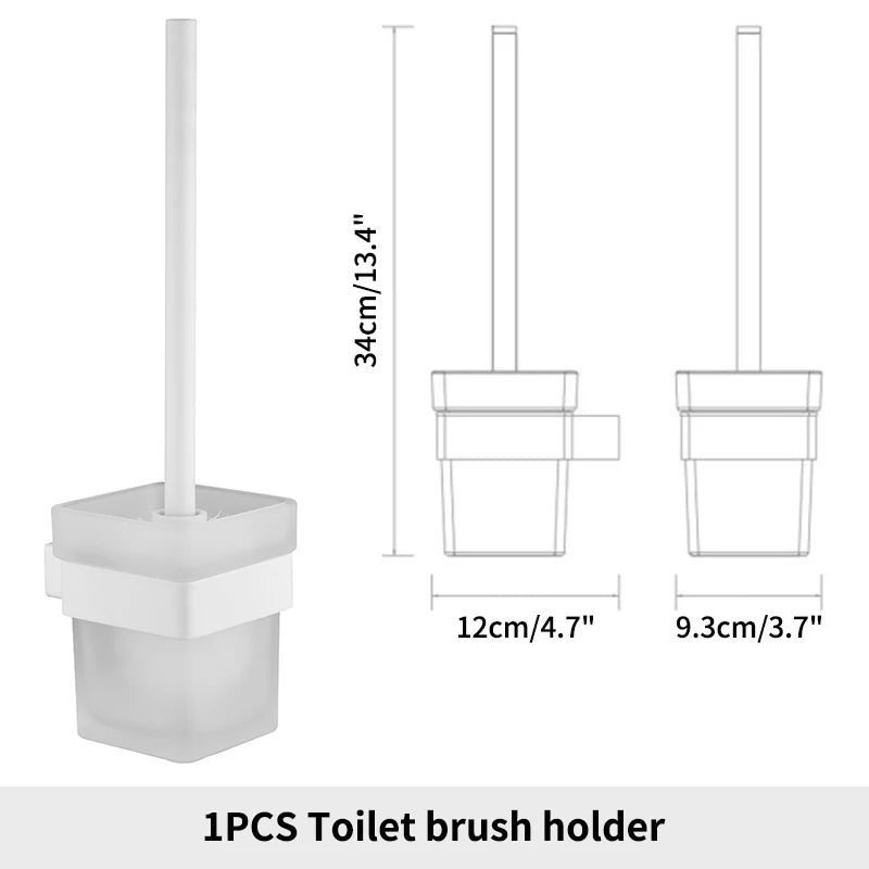 White Bathroom Accessories Towel Rack Shelf Toilet Brush Roll Paper Holder Toothbrush Holder Soap Dish Coat Holder Bath Hardware