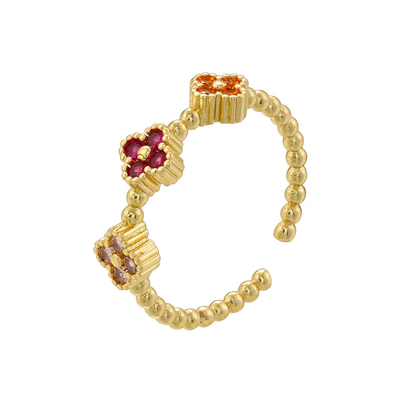ZHUKOU 18K Gold Plated Hollow Design Women's Ring CZ Cubic Zircon Setting Adjustable Opening Ladies' Wedding Jewellery: VJ680
