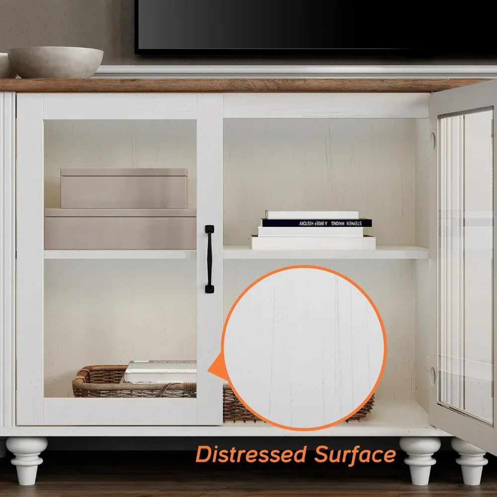 TV Stand for, Wood Console Table Storage Cabinet for Living Room, Kitchen Sideboard Buffet Cabinet With Glass Door