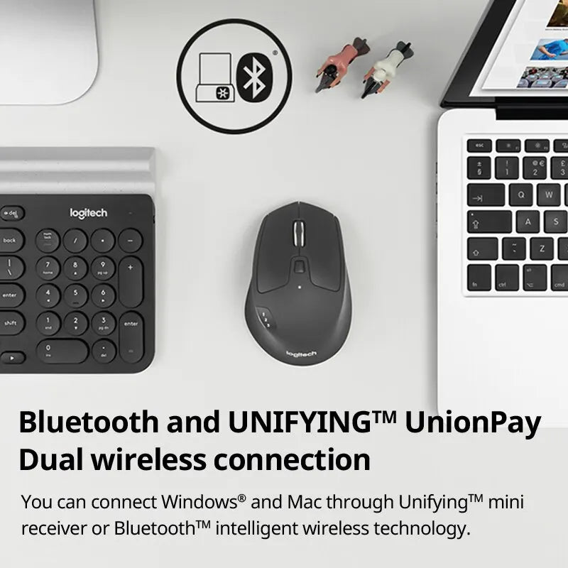 Logitech M720 Wireless Bluetooth Mouse Dual Mode Multi-Device Office Efficient Comfortable for Laptop Accessories