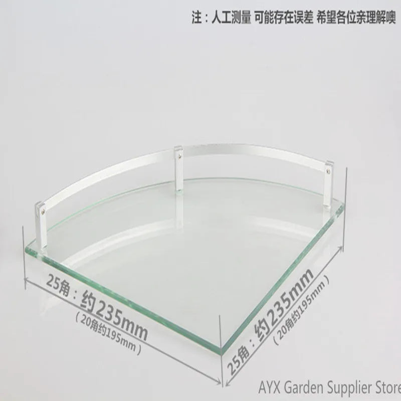 Bathroom Glass Bath Shower Triangular Shelf Holder Organizer Single Layer Modern Style Glass Bathroom Shelves