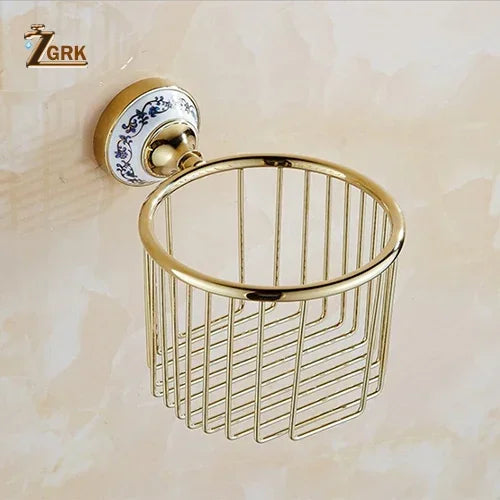 Bathroom Accessories Wall Mounted Paper Holder Toilet Gold Towel Ring Soap Box Cup Holder Luxury Ceramic Bathroom Hardware Set