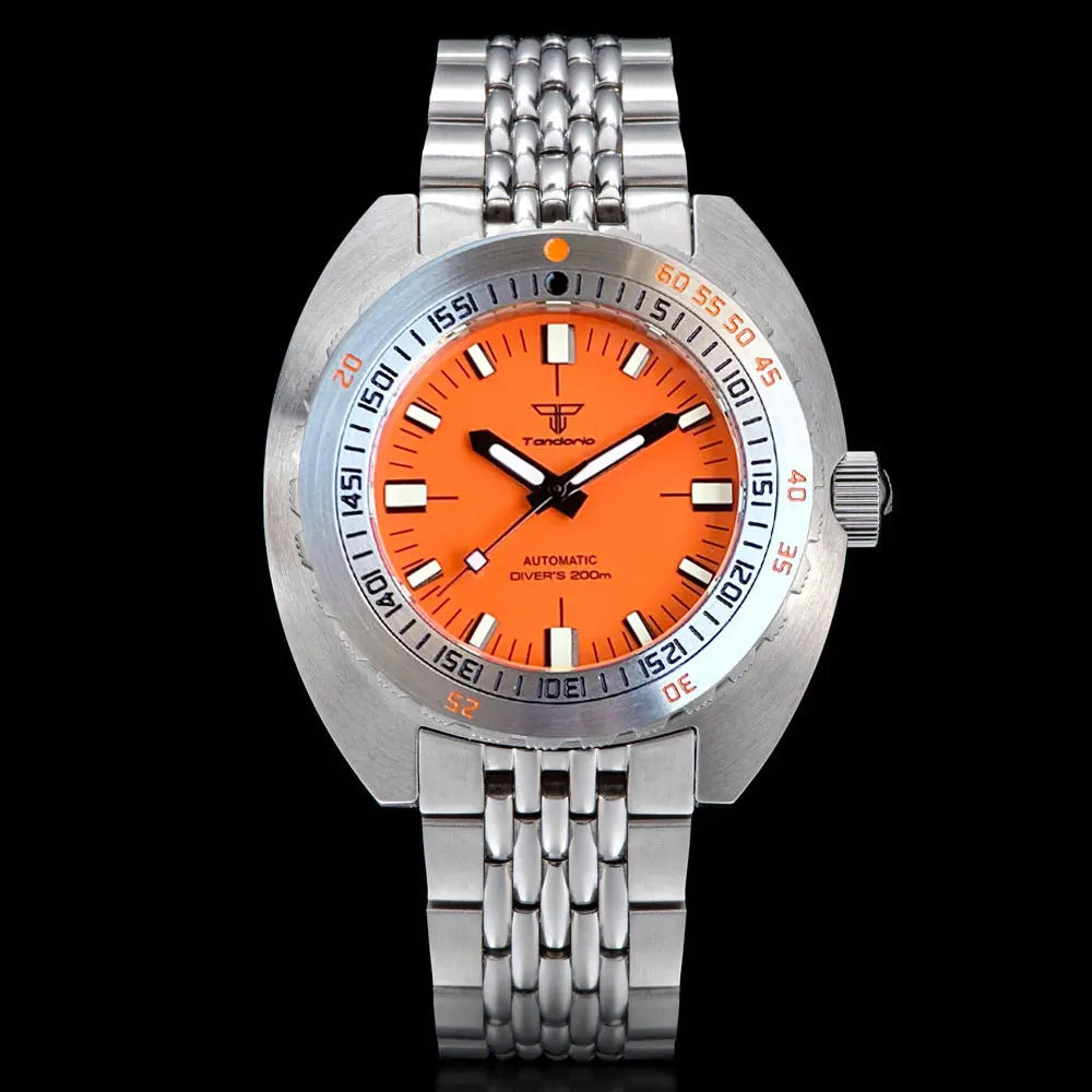 Tandorio V2 Buckle Bracelet Steel Bezel 42mm Sapphire Glass 20ATM Water Resistant NH35 Automatic Mens Dive Watch Reloj Hombre