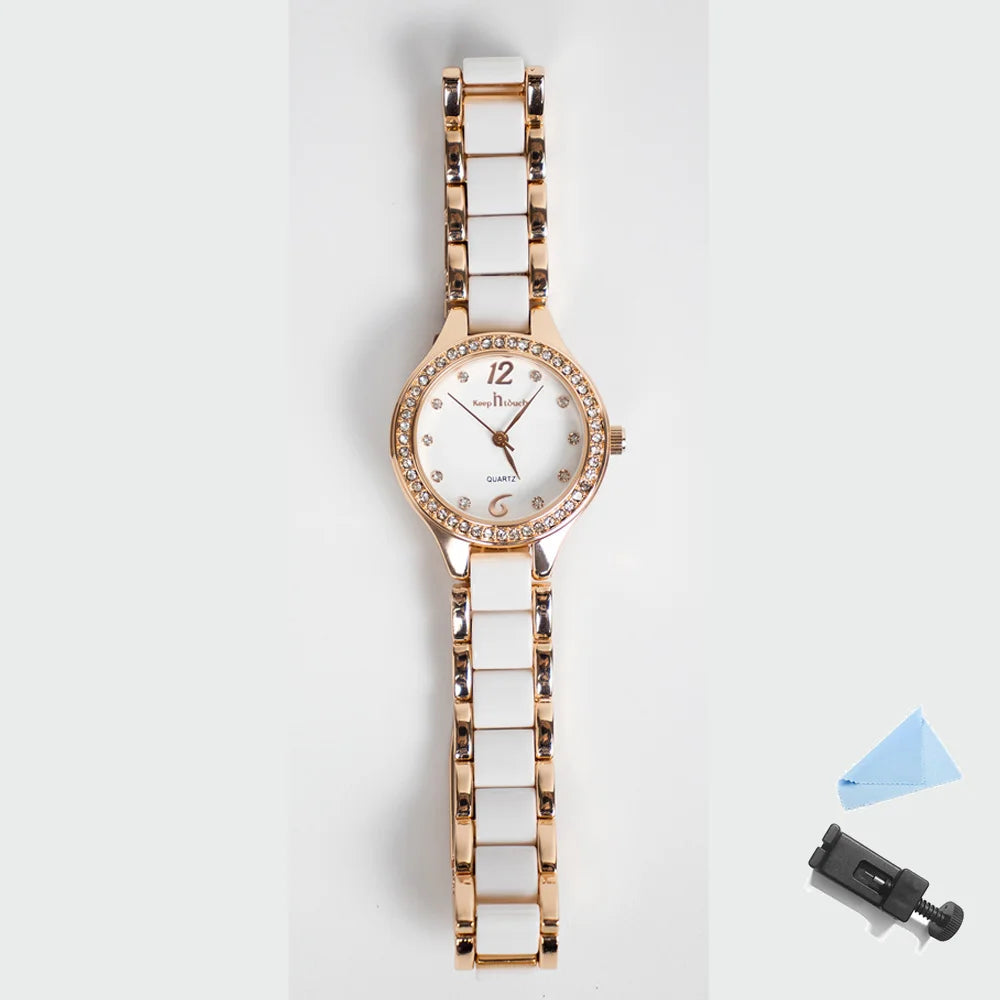 Women's Watch 2025 New Ladies Diamond Waterproof Quartz Wristwatches Resin Ceramic Strap Fashion Luxury Women Watches Gifts