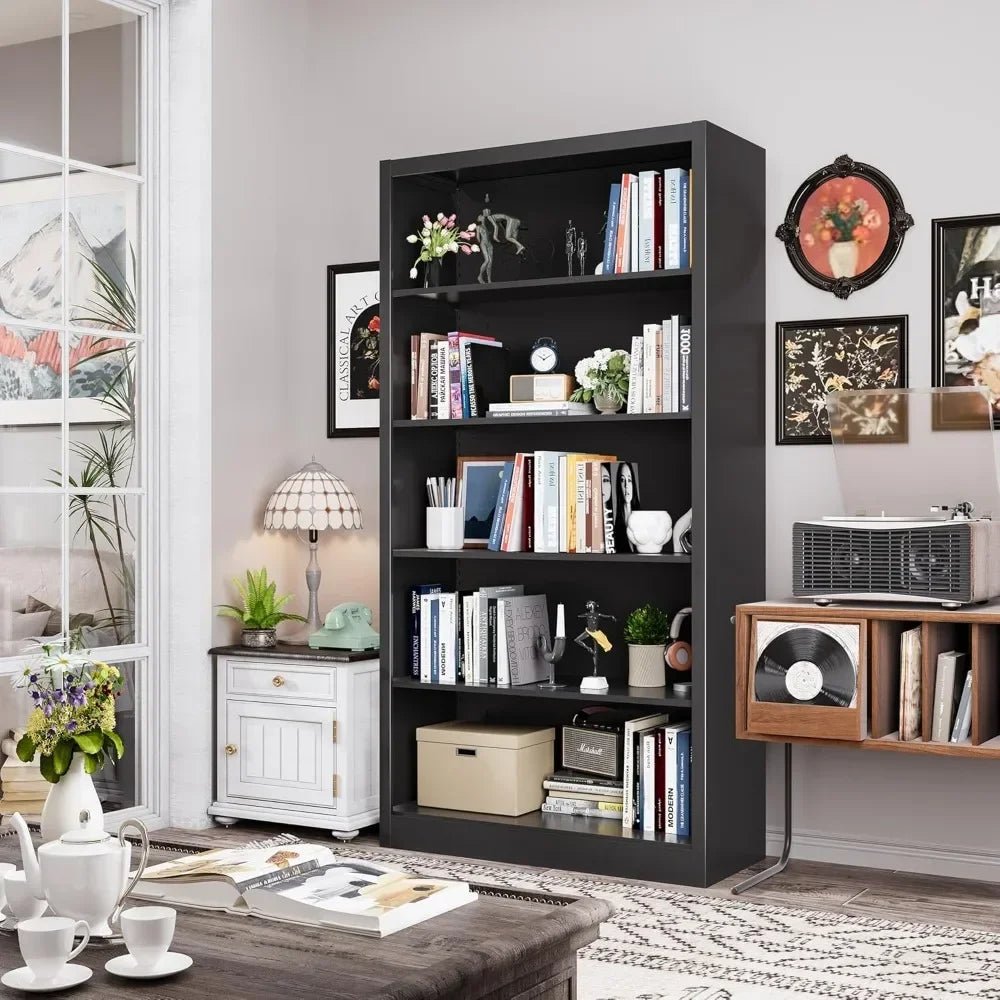 Book Shelf, 14" Deep Bookshelves Cases for Books, Garage Kit, CDs, Decor, 66" Tall Bookcase for Home Office Library Living Room