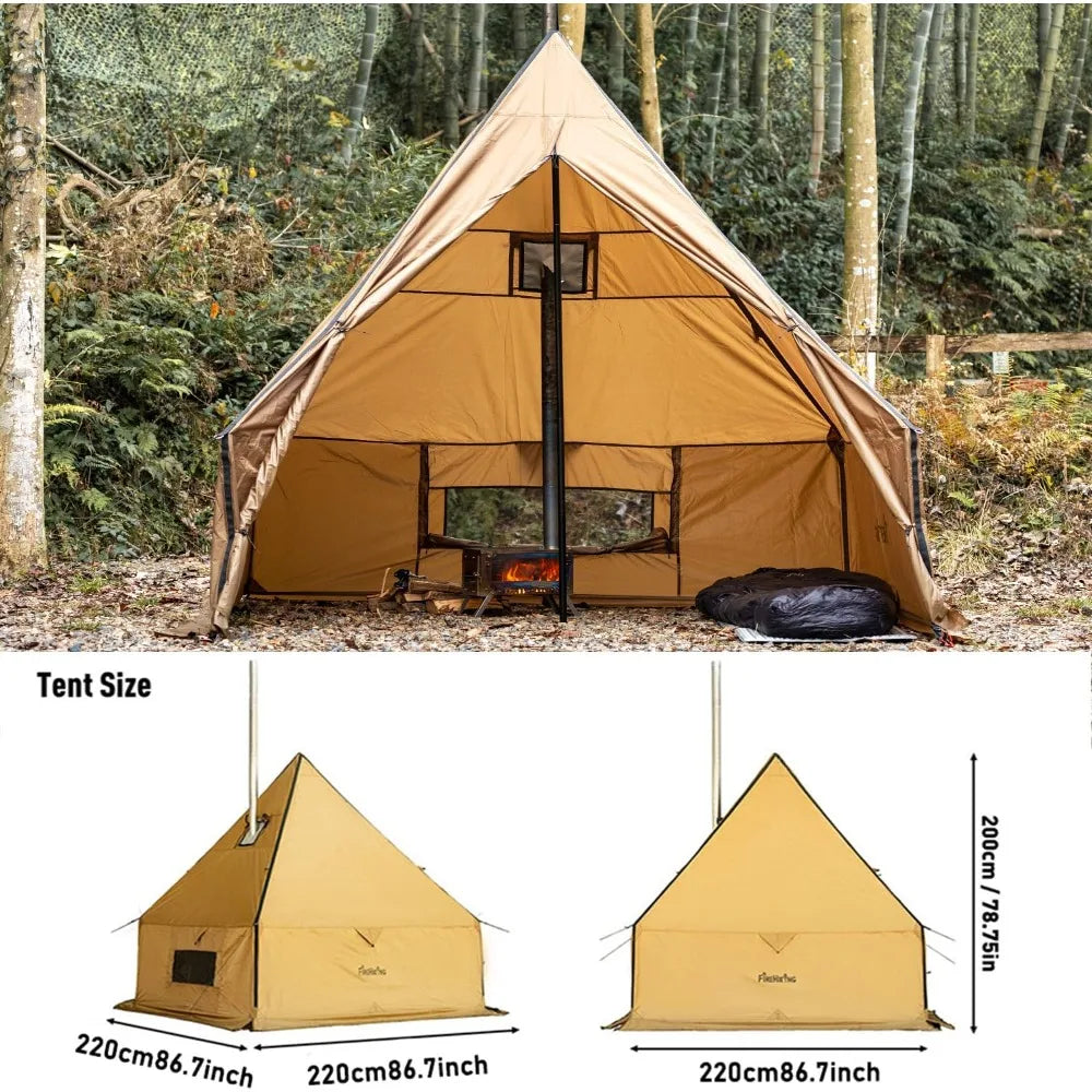 Camping Hot Tent with Stove Jack Yurt Tent Outdoor Wall Tent Teepee Tent with Snow Skirt