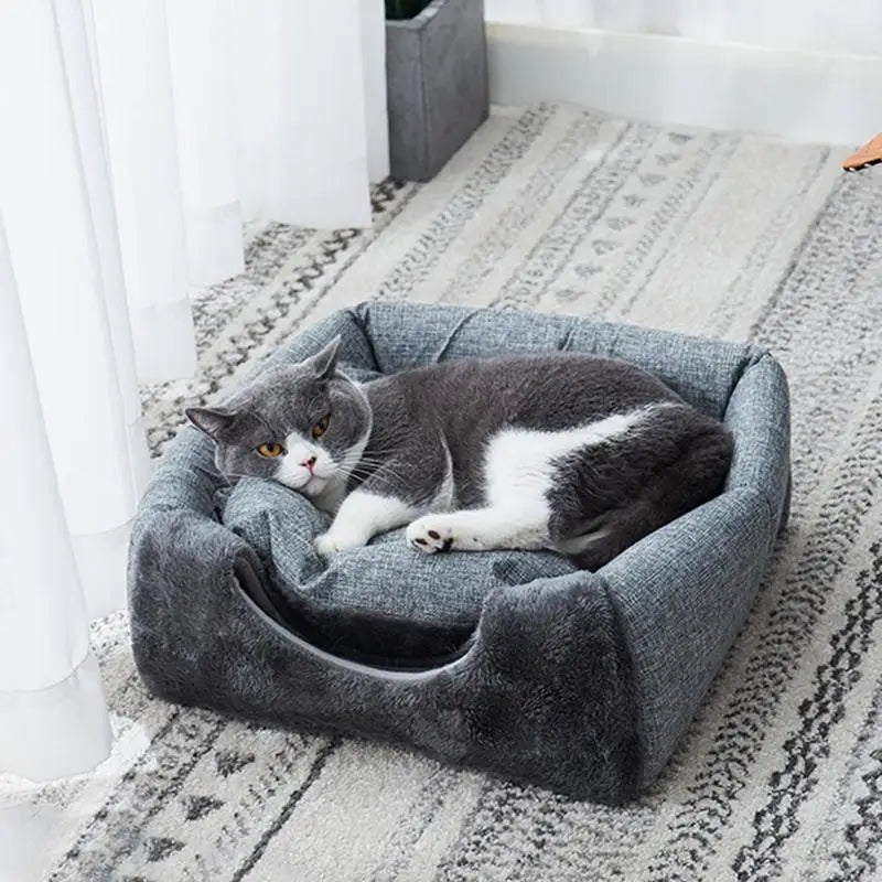 New Deep Sleep Comfort In Winter Cat Bed Thicken Cat Dog Cave Cat's House Products Pets Tent Cozy Cave Cat Beds Indoor For Dog