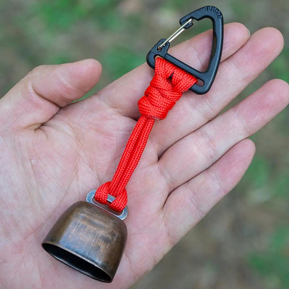 Bear Bell Outdoor Metal Bell Pendant Keychain Camping Bear Protection Bell Accessory with Mute Function Hiking Loud Cowbell