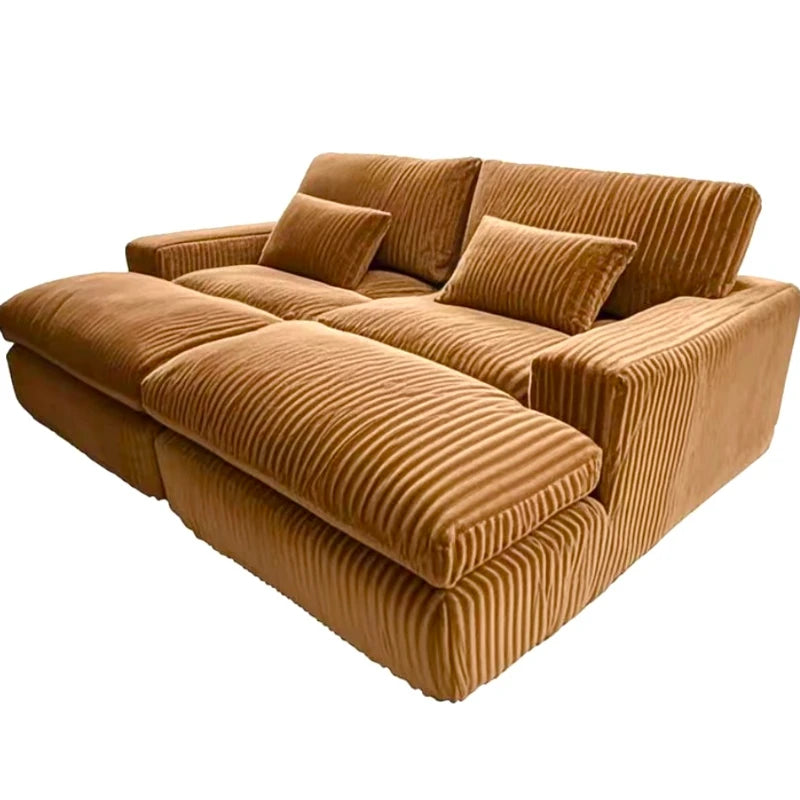 Italian Style Retro Luxury Corduroy Double Sofa Bed for Living Room Vacuum Compression Washable Customizable