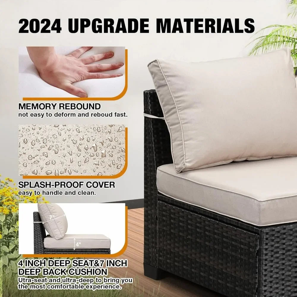 5-Piece Patio Furniture Set – All-Weather Wicker Rattan Sectional Sofa with Cushions for Durable Outdoor Comfort