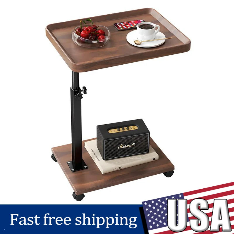 Side Table for Living Room, Bedroom Bedside TableMobile Coffee Table, C-shaped Sofa Side Cabinet, Simple Small Square Table