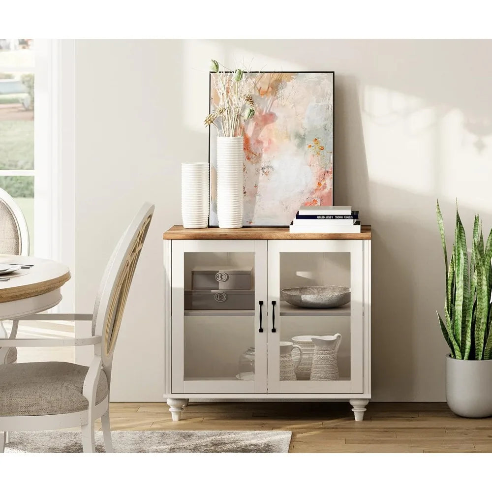 TV Stand for, Wood Console Table Storage Cabinet for Living Room, Kitchen Sideboard Buffet Cabinet With Glass Door