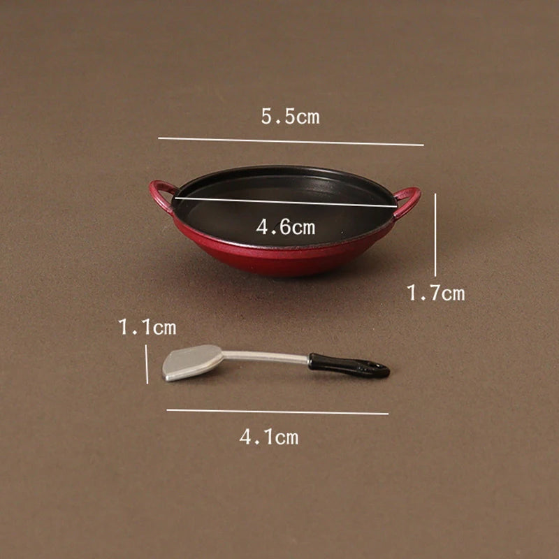 Mini Pot Boiler Pan With Lid Kettle Doll House Accessories Dollhouse Miniature Kitchen Utensil Cooking Ware Play Kitchen Toy