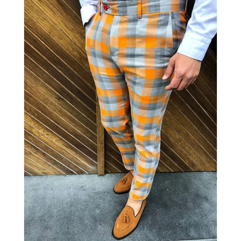 Men's Pants Clothing Plaid Trousers Streetwear Sweatpants Male Casual Work Wear New Fashion Suit Pants Formal Business Workplace