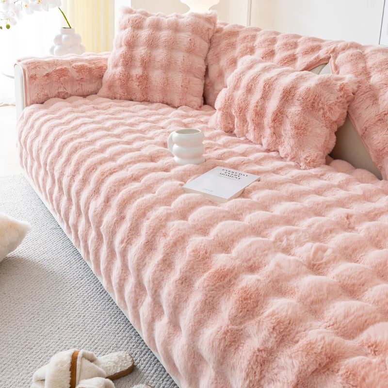 Plush sofa cushions for all seasons, living room bedroom decoration sofa simple modern dustproof sofa cover