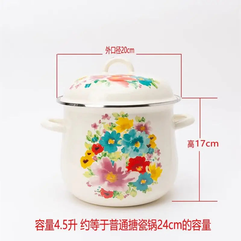 Enameled Pots and Pans  Stock Pot with Lid Household Kitchen Cookware Thickened Saucepan Soup Pot