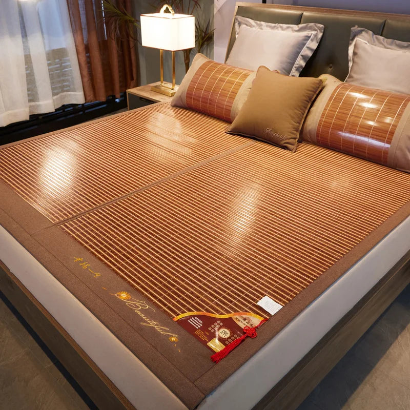 Wormwood mat bamboo mat summer household double bed foldable double-sided ice silk mat summer mat dual-use straw mat