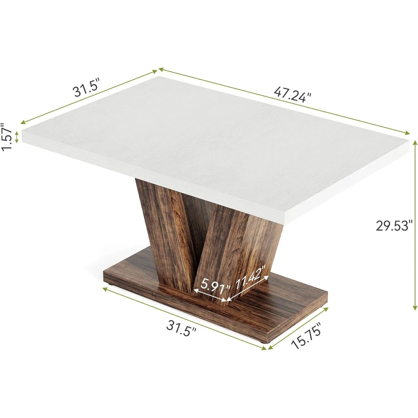 LITTLE TREE 47 Inches Dining Table for 4, Modern Dining Room Tables, White Rectangle Table for Dining Room, Kitchen, Living Room