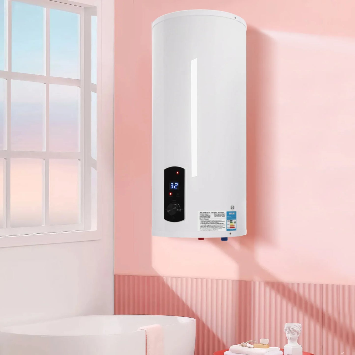 Electric Storage Hot Water Heater 60L Electric Boiler Instantaneous Water Heater Boiler Horizontal 220V 2000W 25-75 ° C