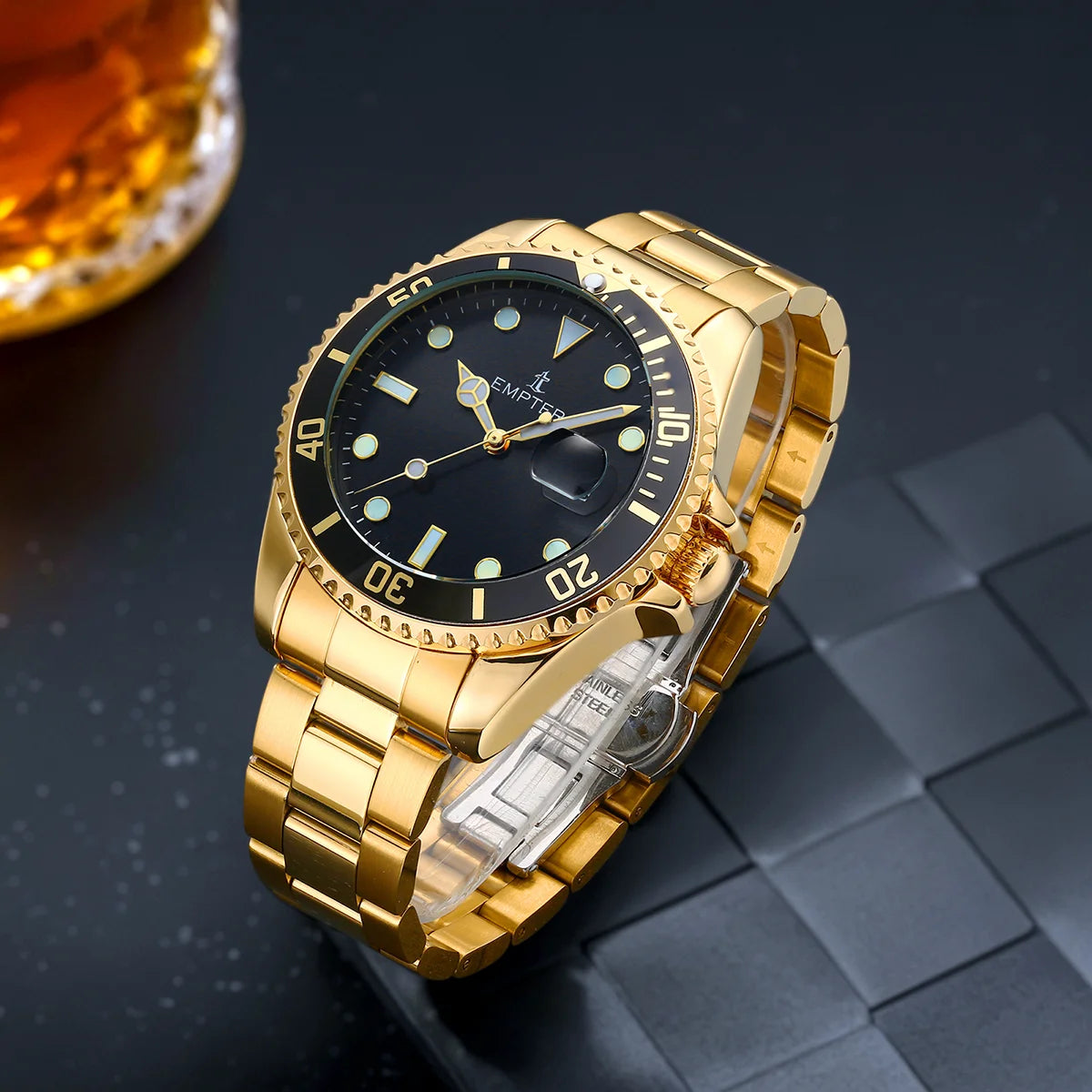 Watches for Men with Date Luxury Big Face Waterproof Mens Wristwatch Analog Dress Two Tone Stainless Steel Man Watch Luminous