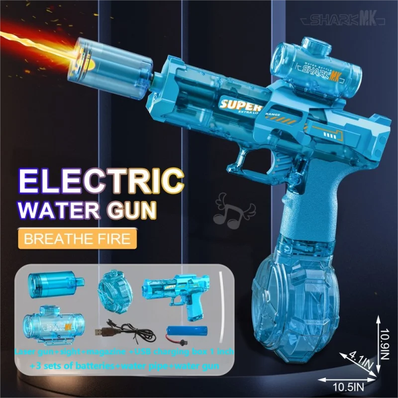 Electric water gun with nozzle flame muzzle automatic spray gun remote summer outdoor swimming pool water toy gift