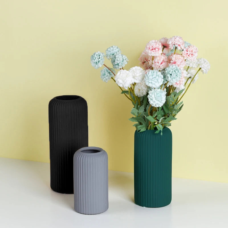 Nordic Vase Imitation Ceramic Flower Bottle Decorative Flowerpot Flower Arranging Ornament Plastic Home Plant Pot Wedding decor