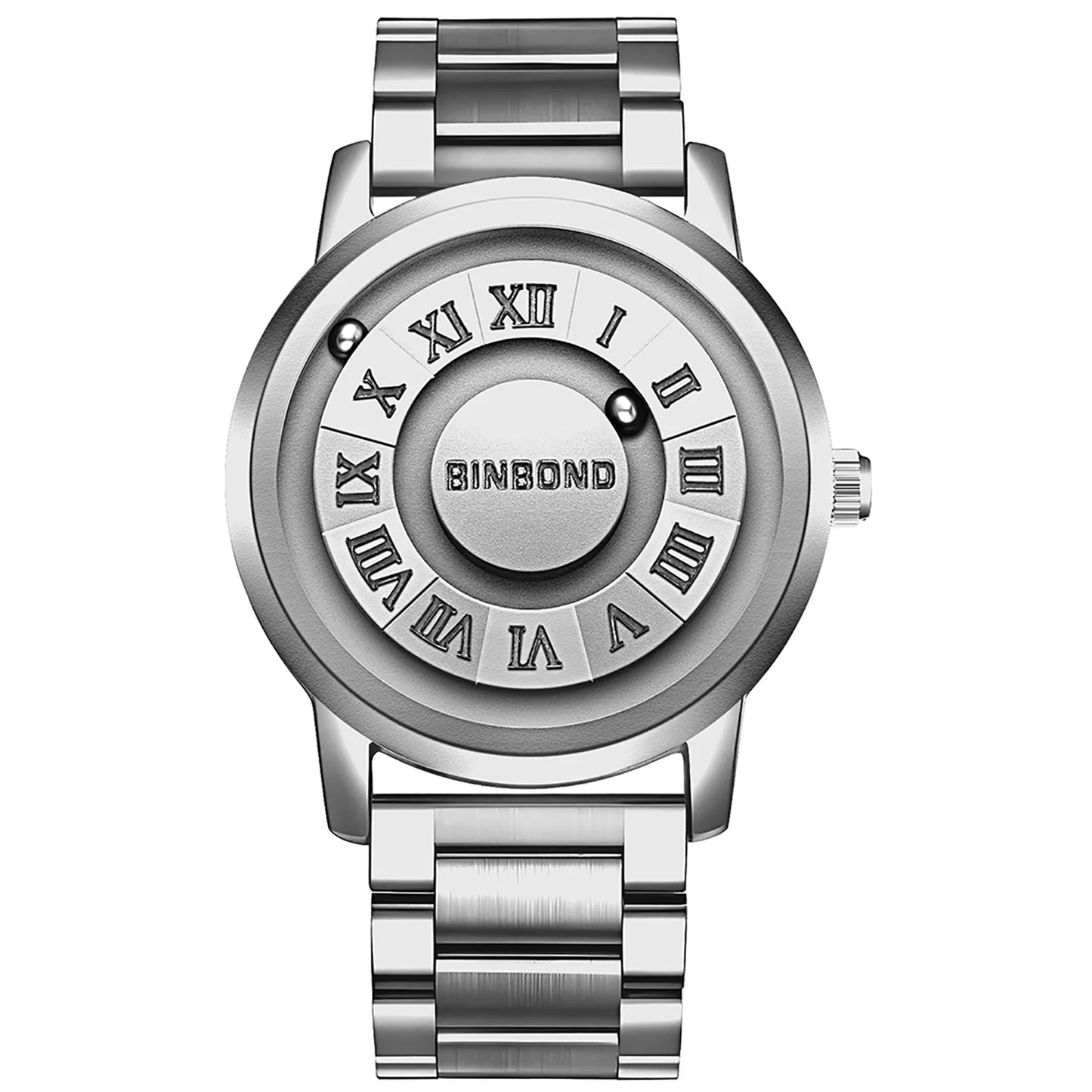 LANCARDO Men's Quartz Watch Mirrorless Magnetic Levitation Waterproof Watch Pineless Ball Design Removable Stainless Steel Strap