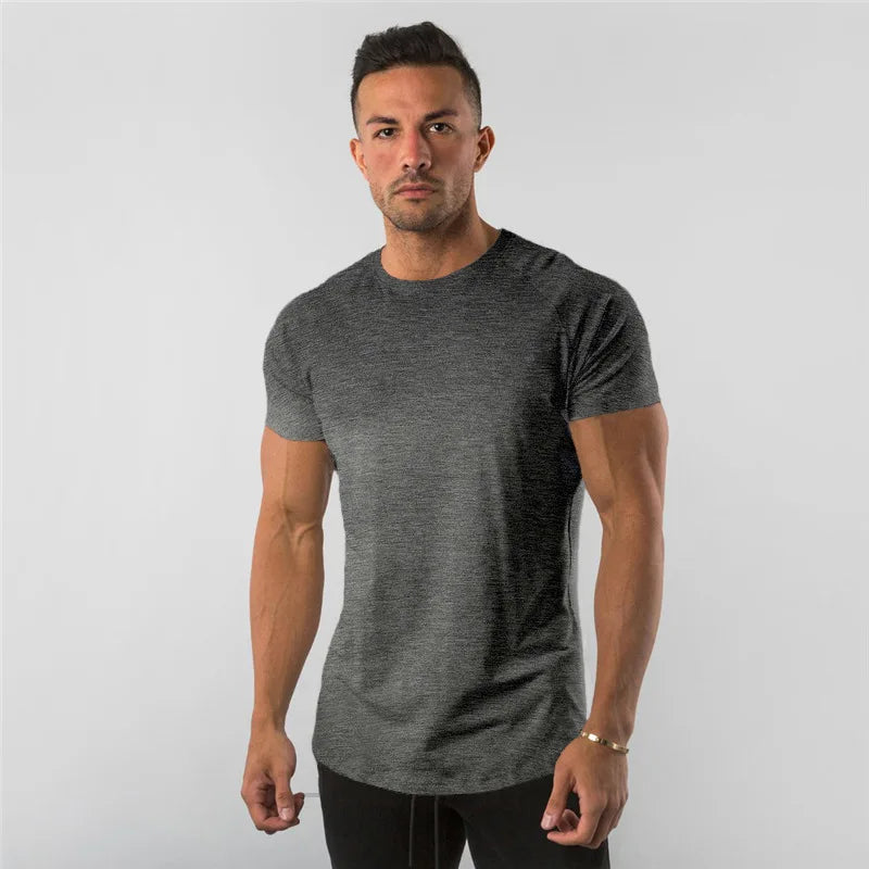 Fitness T-Shirt Men Bodybuilding Short Sleeve Sport Running T-shirt Men Sportswear Workout Shirts Male Men Gym Summer Tops Tee
