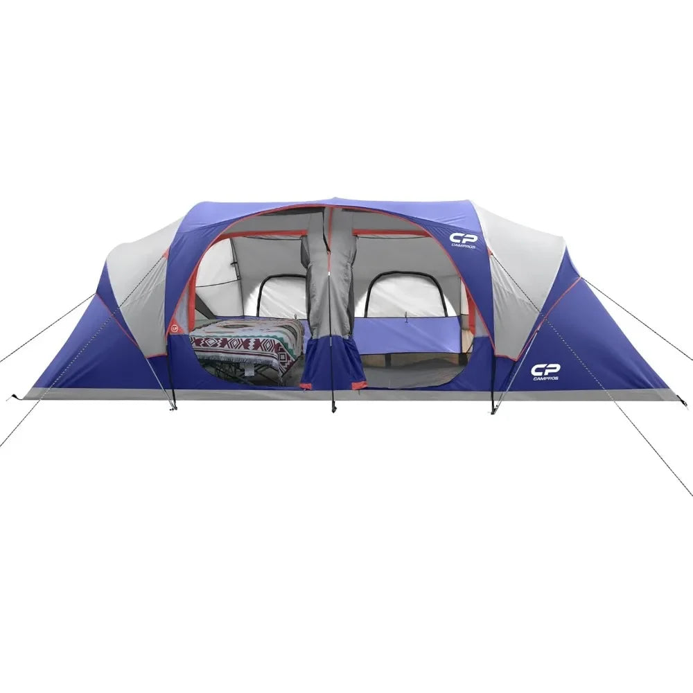 Tent-12-Person-Camping-Tents, Waterproof Windproof Family Tent with Top Rainfly, 6 Large Mesh Windows, Double Layer, Easy Set U
