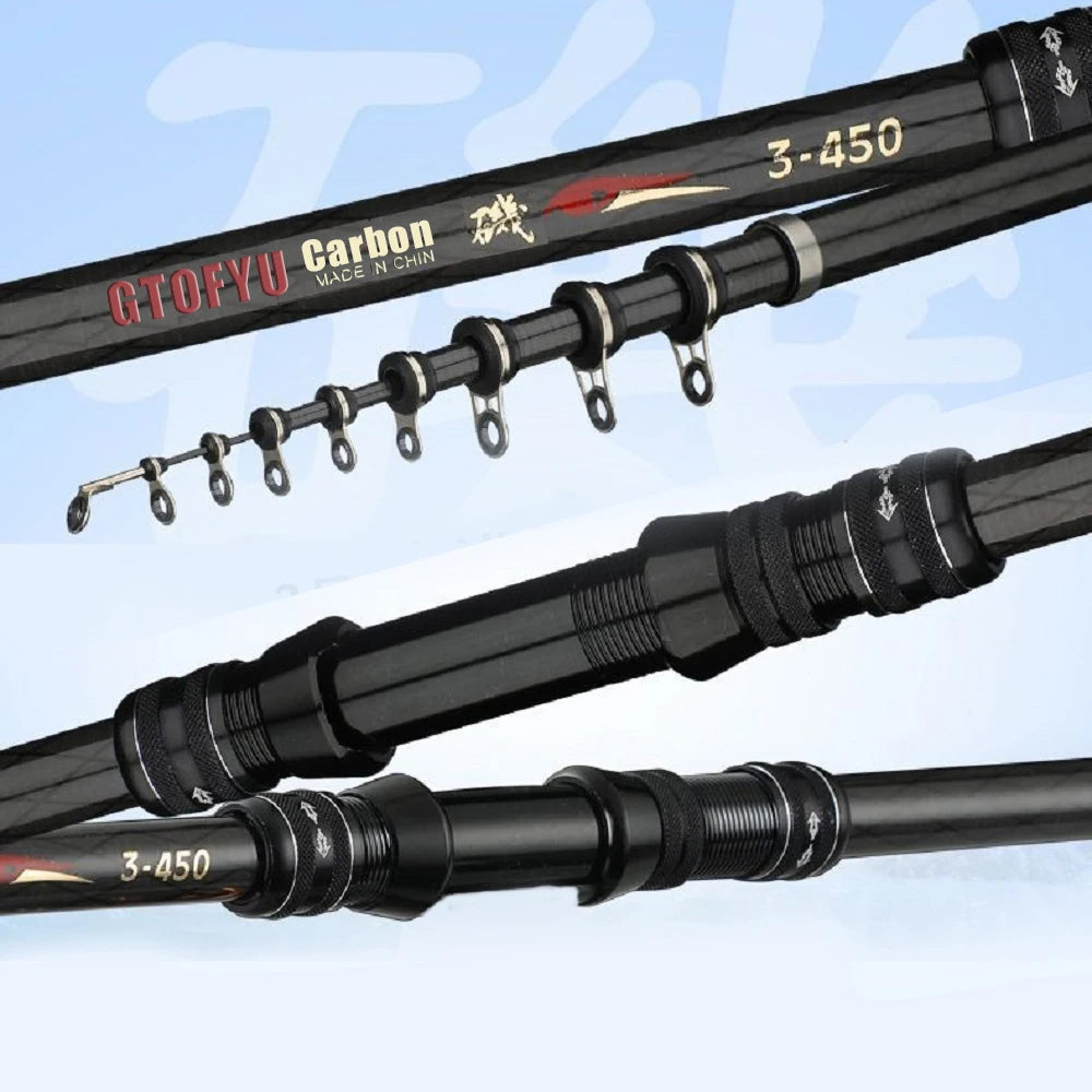 2.7M 3.6M 4.5M 5.4M 6.3M 7.2M Carbon Telescopic Rock Fishing Rod Ultra Light Rod Lure Carp Travel Ocean Spinning Fishing Rod