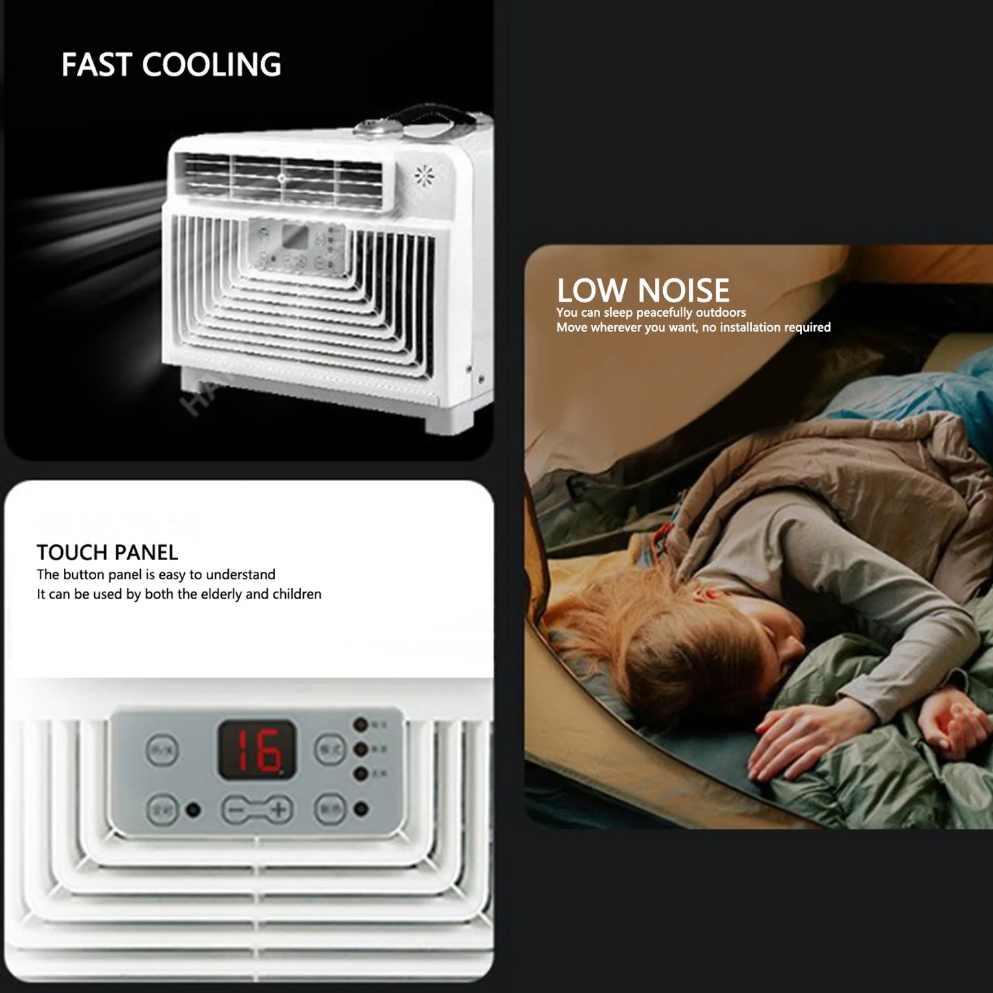 Portable Air Conditioner Rapid Cooling Mini AC Unit Air Conditioning Fan for Dorm Kitchen Study Room Rent Home Office Camping Pe