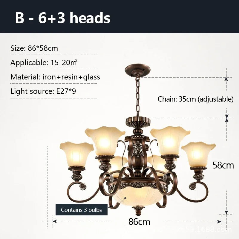 Home Decor Retro Luxury Chandeliers Classical LED Hanging Lamp for Villa Living Dining Room Indoor Lighting Suspension Luminaire