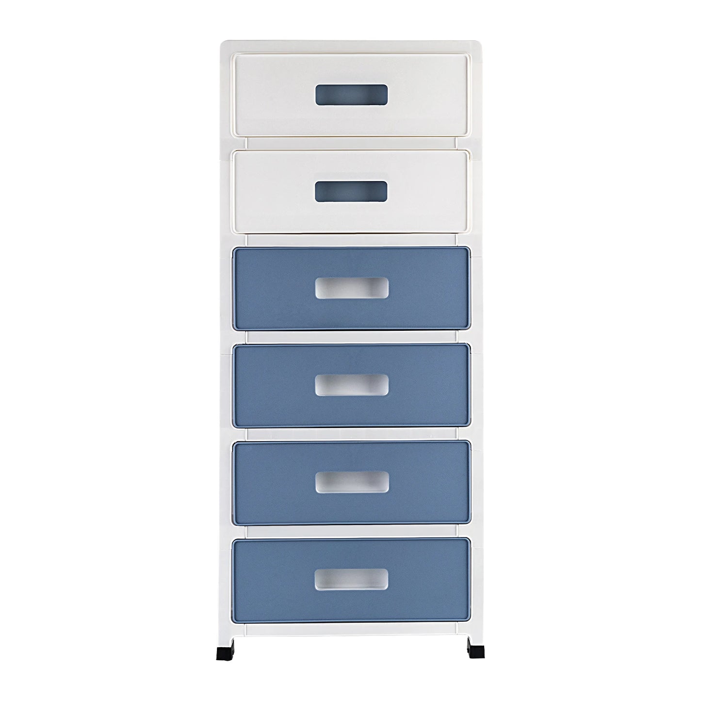 6-Tier Drawer Cabinet, Blue-White Drawer Desktop Organizer Box, Plastic Drawer Container Storage Box for Home, Office, Study