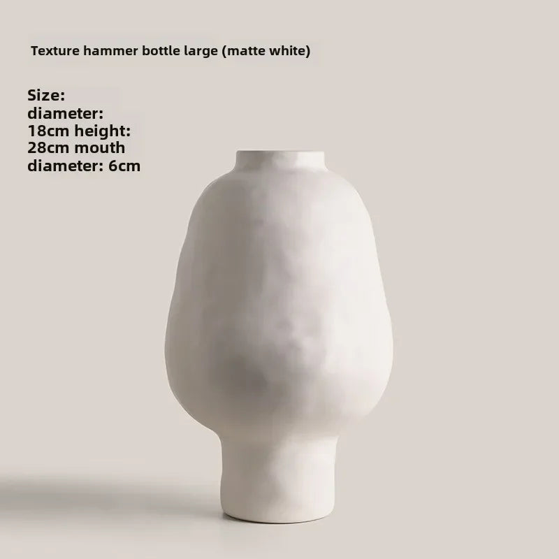 Hammer Pattern Ceramic Vase Creative Porcelain Flower Pots Desk Decoration Flower Arrangement Floral Vases Room Aesthetic Decor