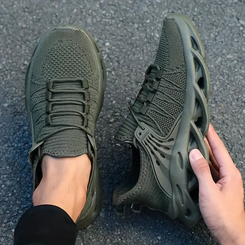 New Fashion Green Men's Running Shoes Big Size 48 Breathable Blade Shoes Trainers Men Lightweight Sports Shoes Zapatillas Hombre