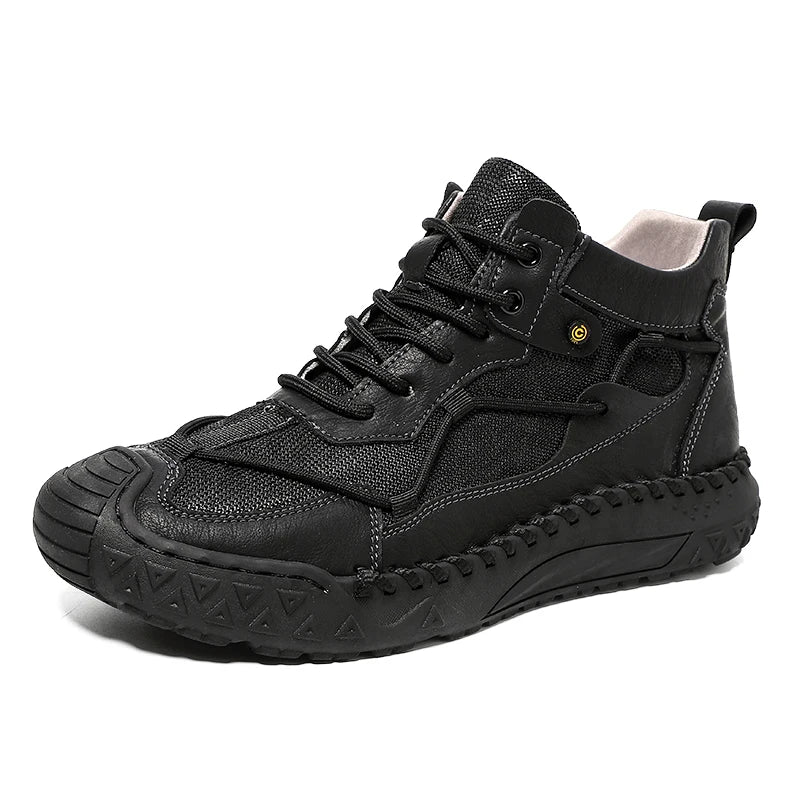 Outdoor Mens Casual Leather Ankle Boots Fashion Motorcycle Shoes Versatile Man Casual Shoes Comfortable Sports Footwear Sneakers