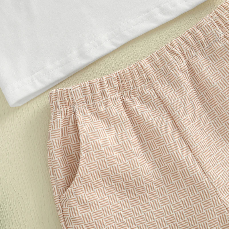 2025-02-19 Lioraitiin Toddler Baby Boy Western Outfit Cattle Short Sleeve Tops Printed Elastic Waist Shorts Summer Set