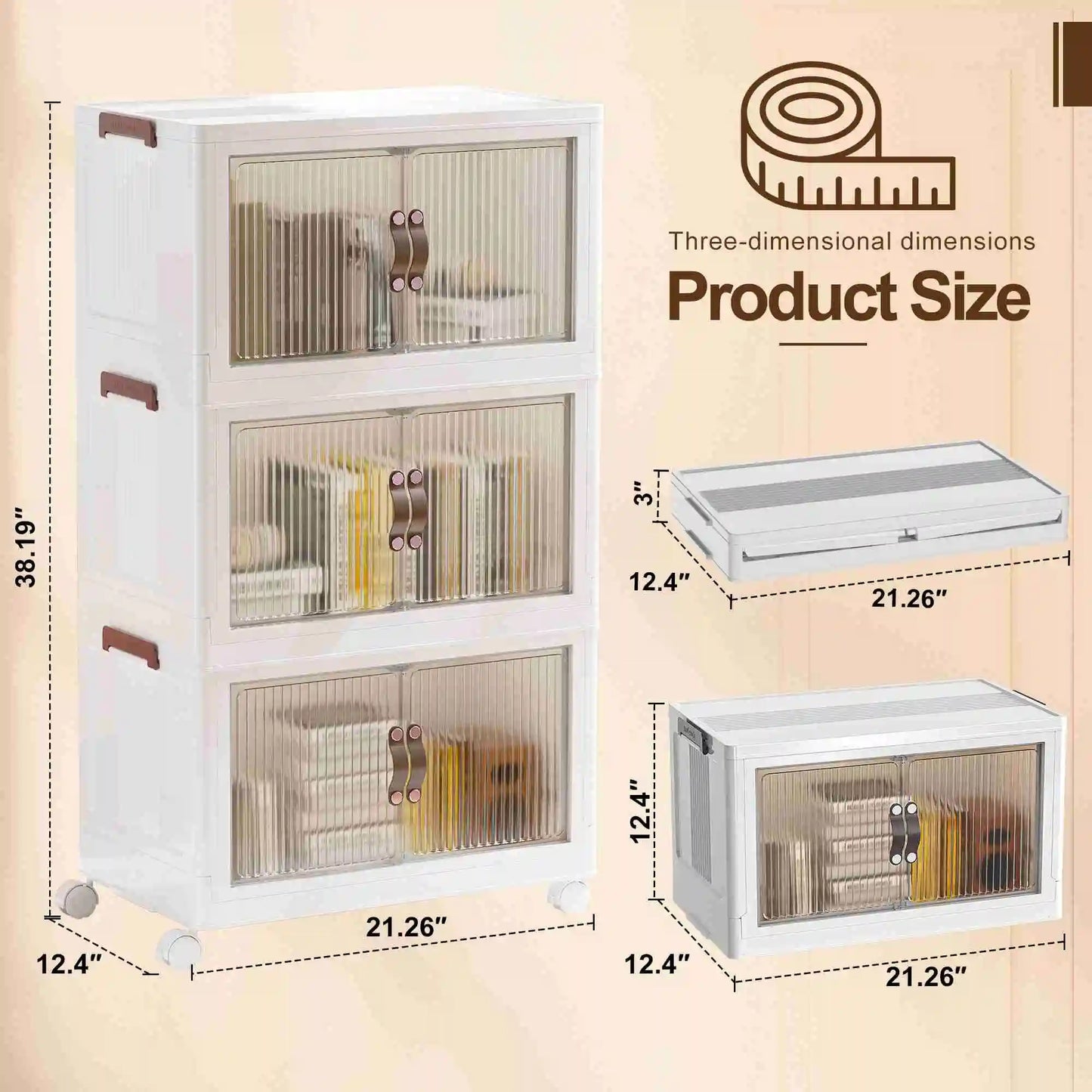 Foldable Storage Cabinet 1 Layer Plastic Bin Box 360 Degree Rotatable Stackable 100 Gal Large Capacity Foldable Storage Box