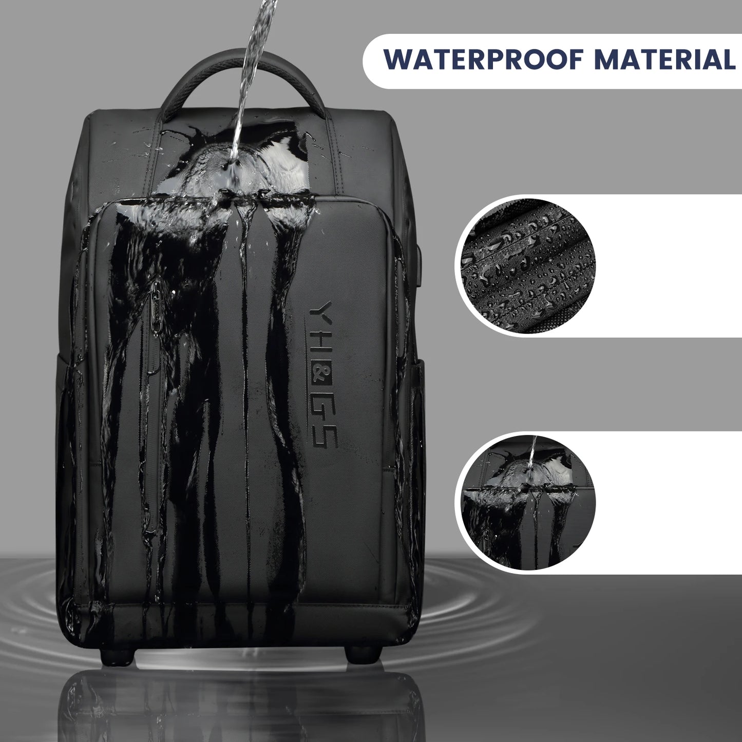 RUCYEN Rolling Backpack 15.6in Laptop Water Resistant Large Capacity Travel Luggage Wheeled Backpack with USB Shoulders Luggage
