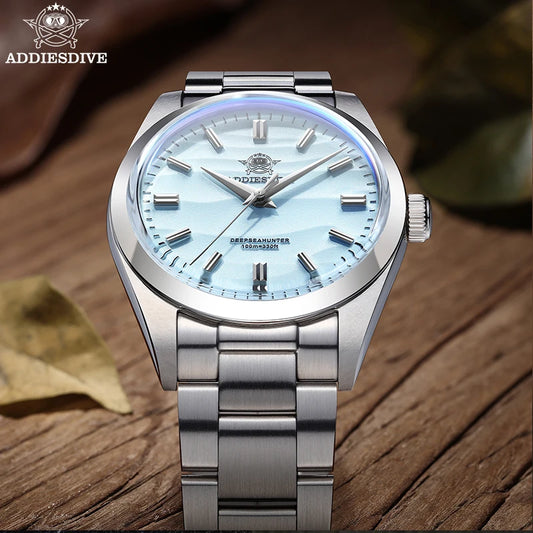 ADDIESDIVE Men's Watch 36mm Quartz Watch Diving 100m Sand Dial 316L Stainless Steel AR Bubber Glass Fashion WristWatch for Men