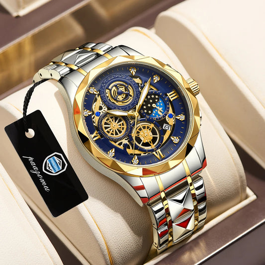 Fashion Man Wristwatch Waterproof Luminous Chronograph Watch for Men Stainless Steel Men's Quartz Watches reloj hombre 2024 New