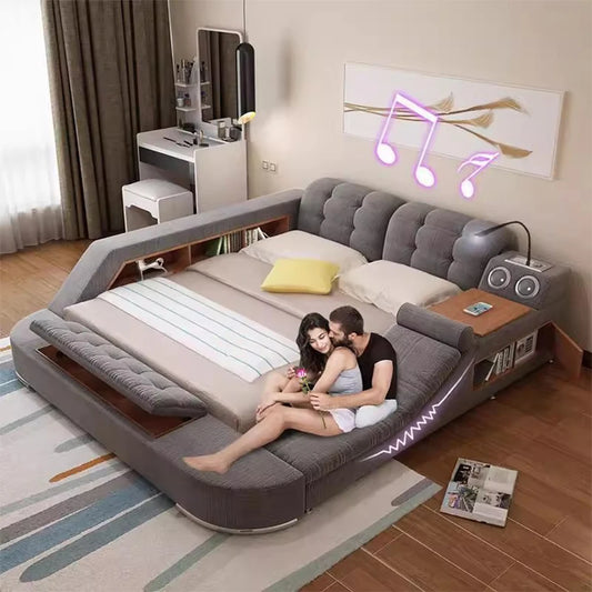 Tech Smart Bed Frame Multifunctional Massage Bed Ultimate Bed,  Fabric / Cloth Tatami Upholstered Bed with Bluetooth Speaker