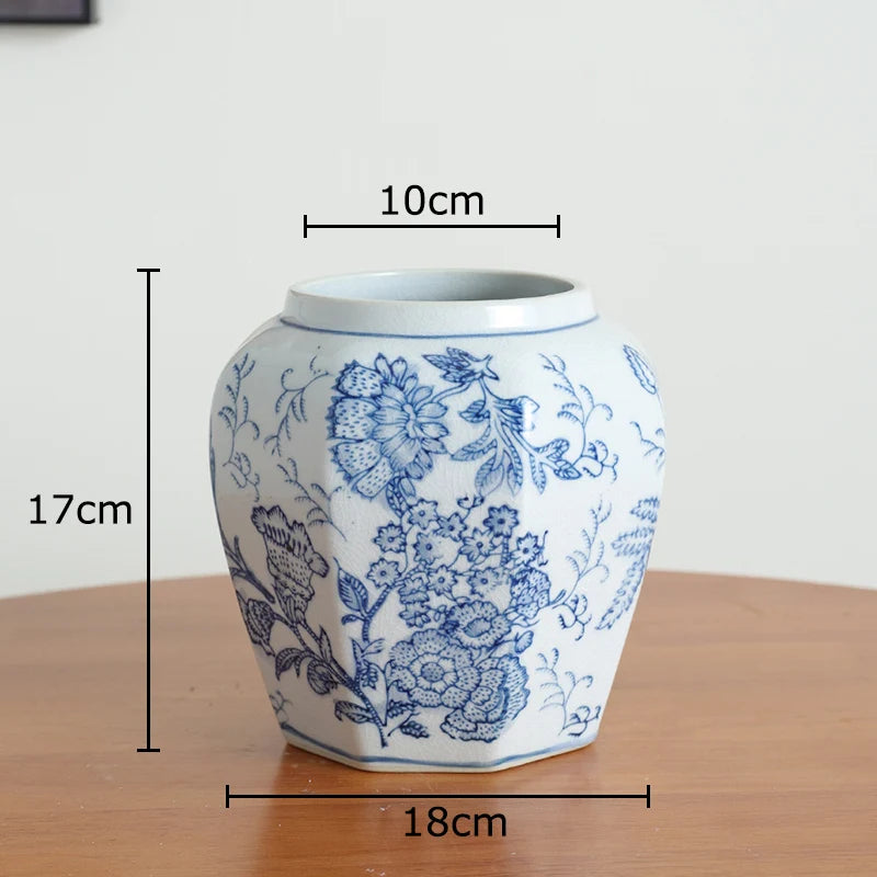Blue and White Porcelain Vase Plant Pot Table Decoration Flowers Arrangement Multiple Styles Flower Vases Room Aesthetic Decor