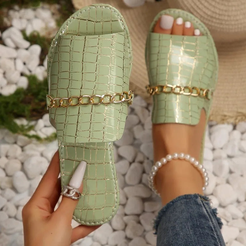 Summer and Autumn New Large Size Open-toed Flip-flops Flat Wedge Sandals for Women Shoes for Women